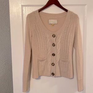 Anthropologie Cream 100% Cashmere Cardigan